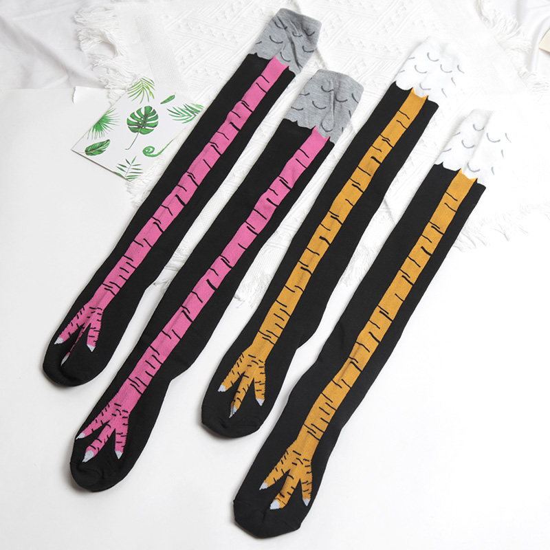 1Pairs Women Print Knee High S - огляд і ціна Funny Chicken Leg Socks