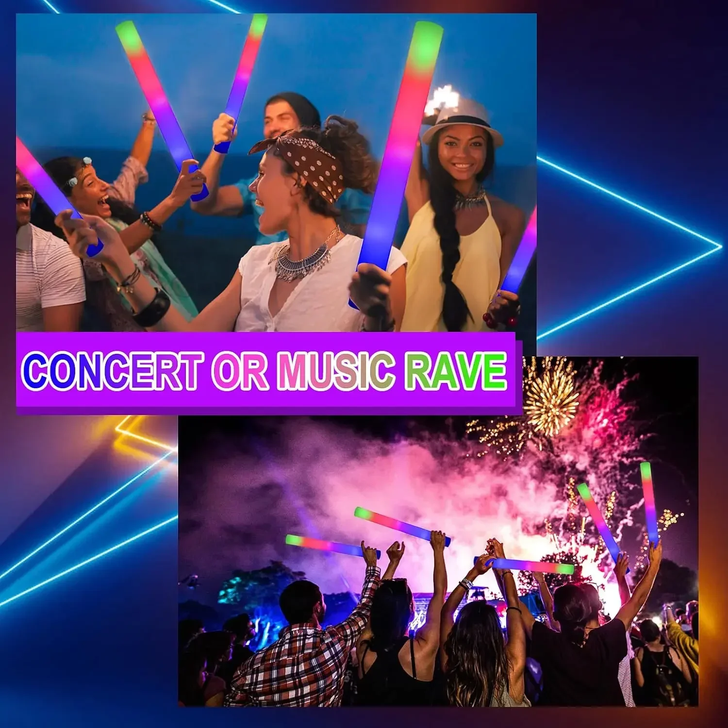 3Z-50PCS Led Foam Glow Sticks  - огляд і ціна Flashing Led Foam Sticks Party