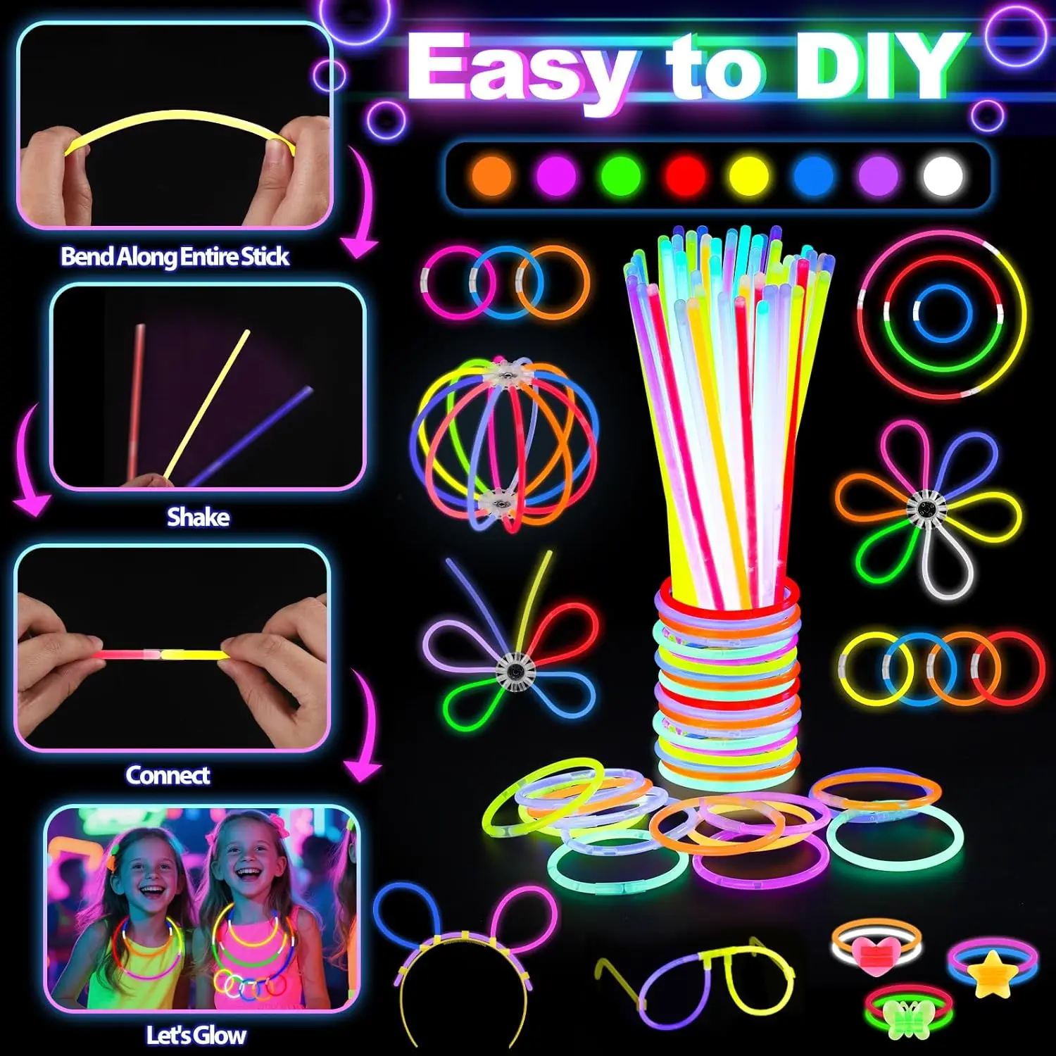 128PCS Light Up Glasses LED Ha - огляд і ціна Glow In The Dark Party Glasses