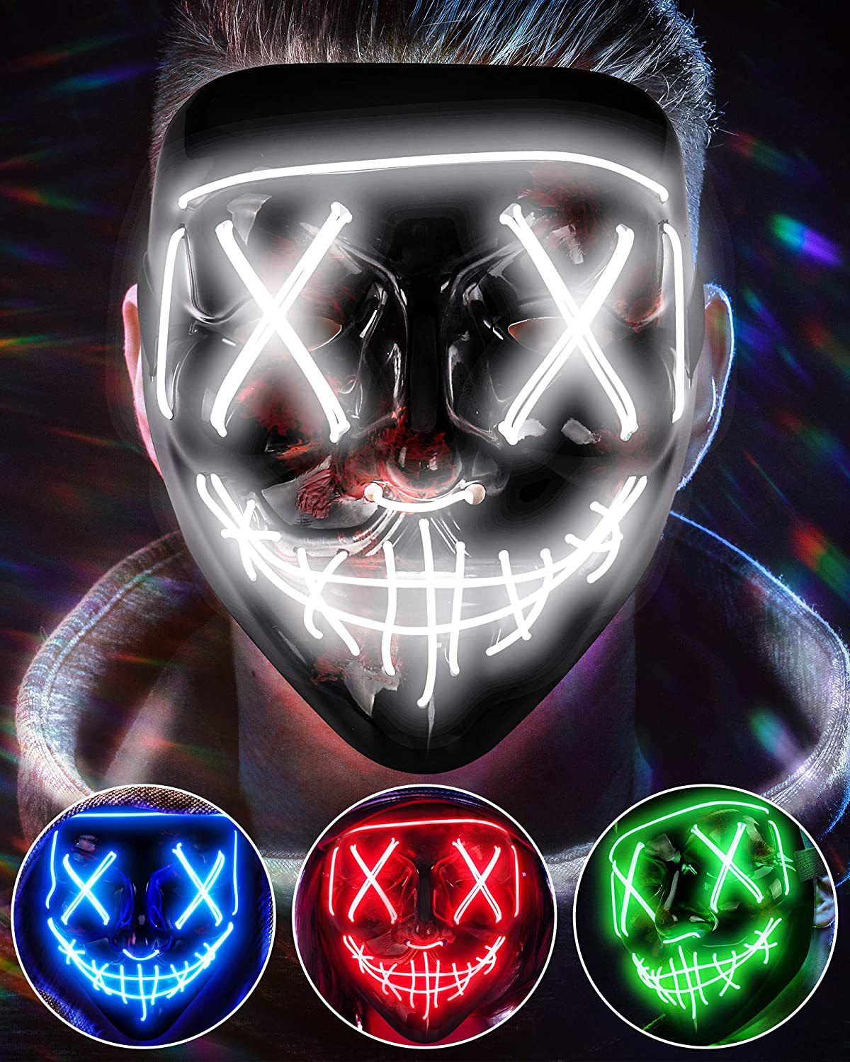 Wireless Scary Glowing Mask LE - огляд і ціна Led Purge Mask Halloween