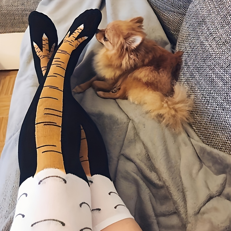 1/2 Pairs Women Knee High Sock - огляд і ціна Funny Chicken Leg Socks
